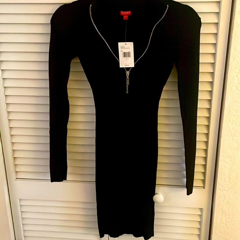 Brand new! Black bodycon dress with zipper. Size S. Guess brand